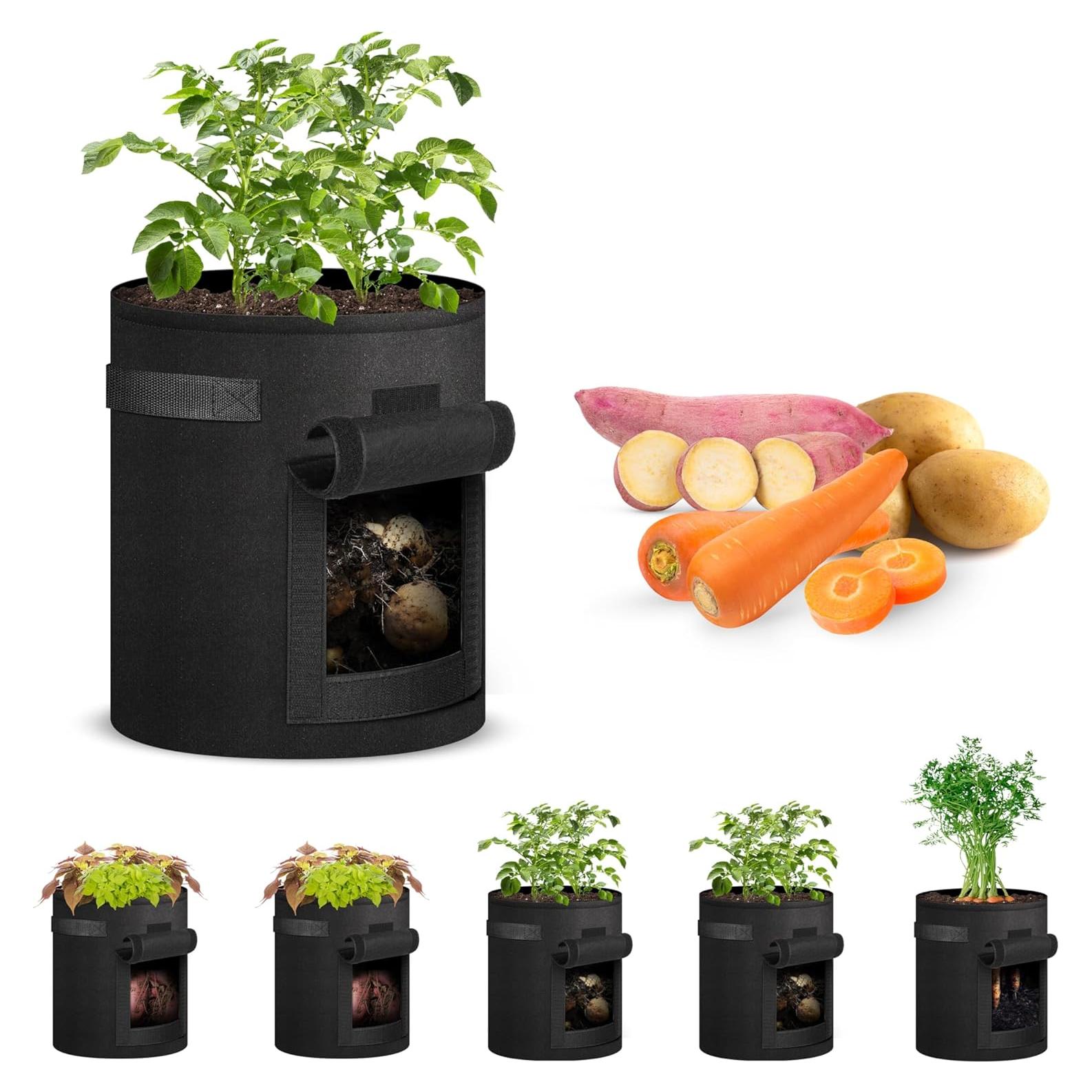 Bolsas de Cultivo de Patatas iPower 7 Galones Paquete de 5