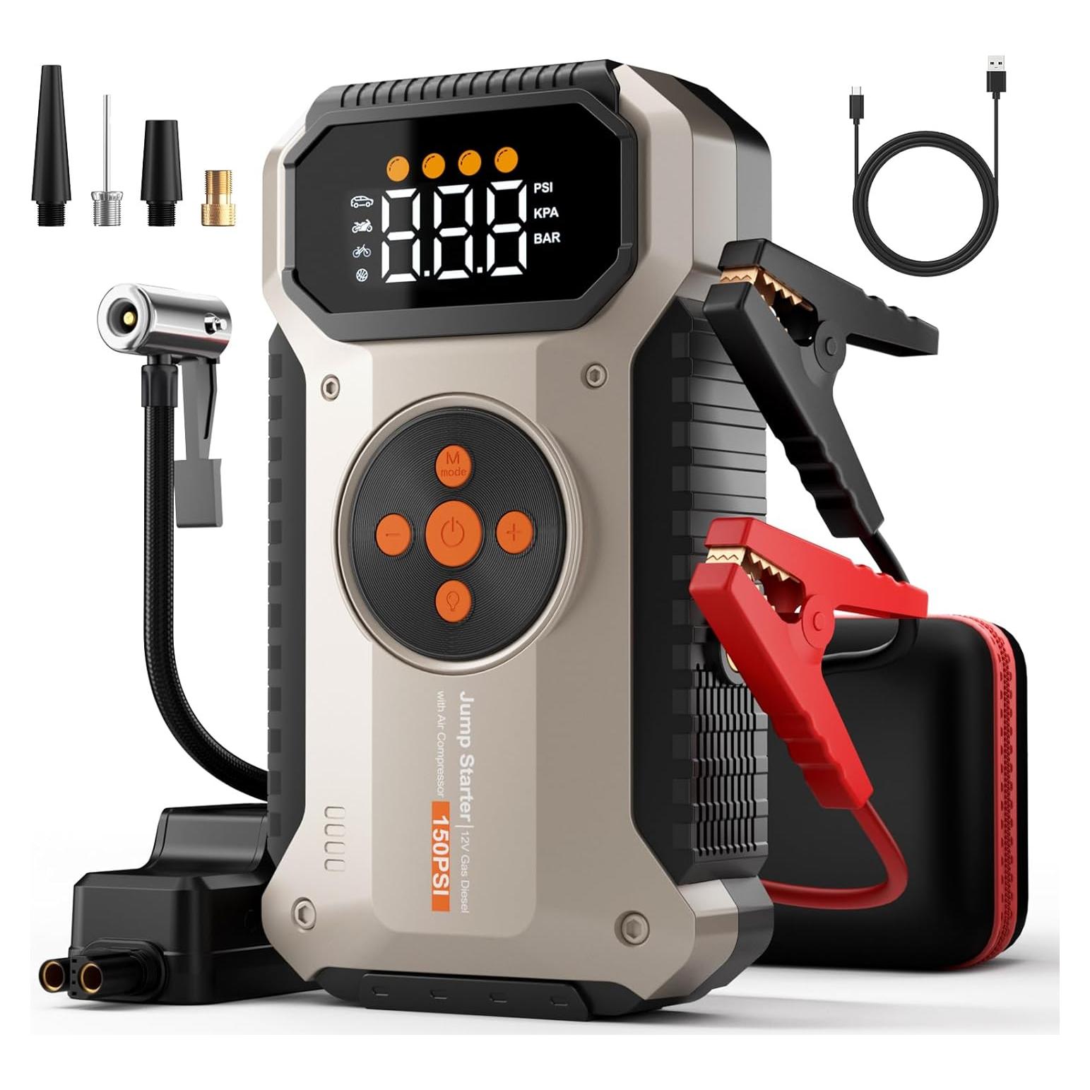 Arrancador de Salto Portátil Geeneu W200 5000A con Compresor