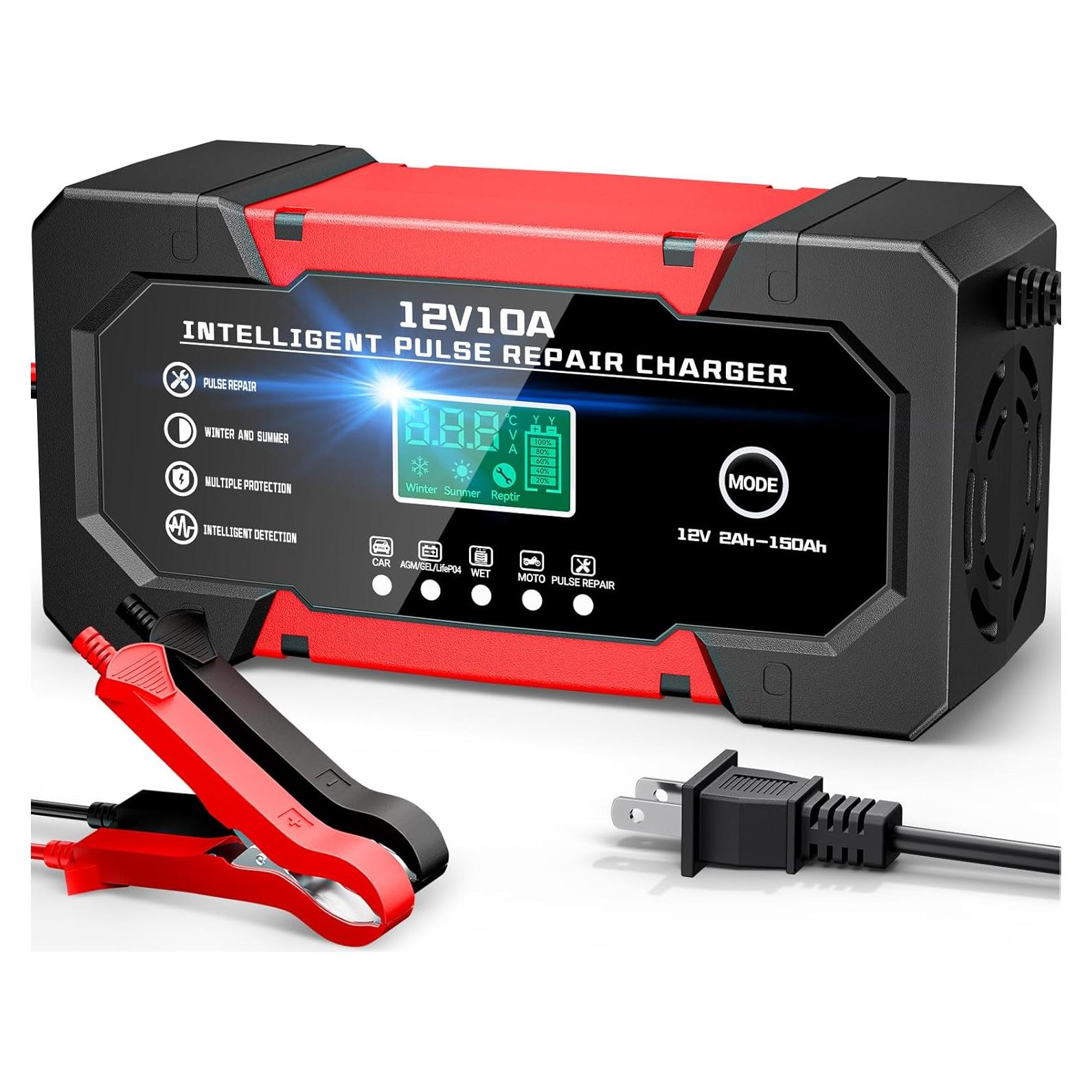 Cargador de Batería Automático 10A 12V YDBAO con Pantalla LCD