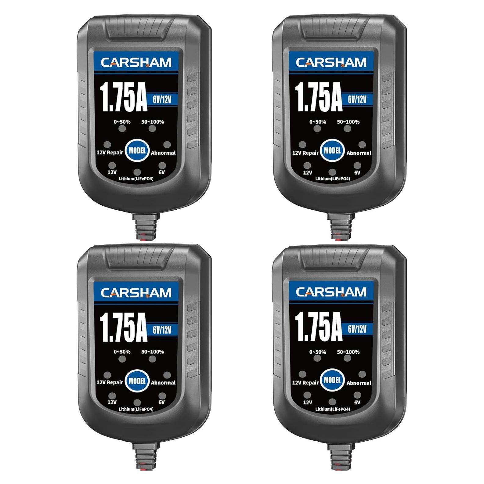 Cargador de Batería CARSHAM 6V 12V Automático - Paquete de 4