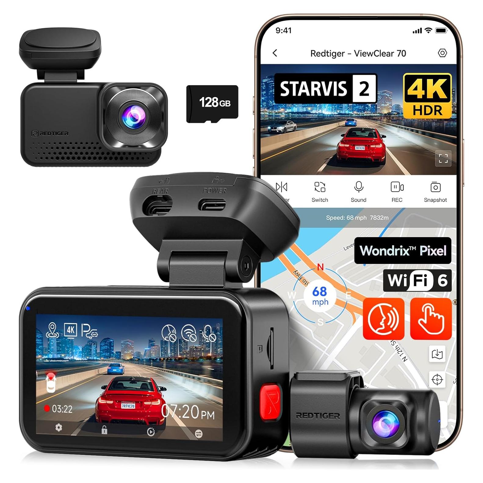 Cámara de Salpicadero REDTIGER ViewClear 70 4K+2.5K con WiFi