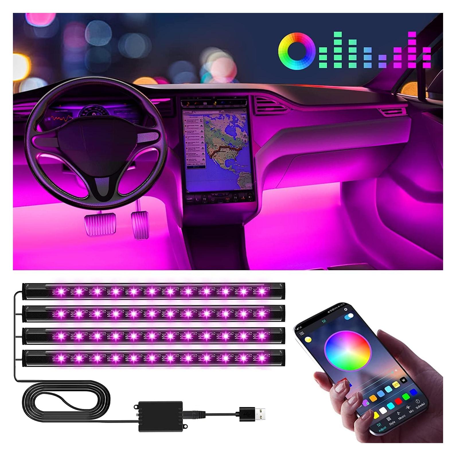Luces LED Winzwon RGB para Coche Interior, Control APP 12V