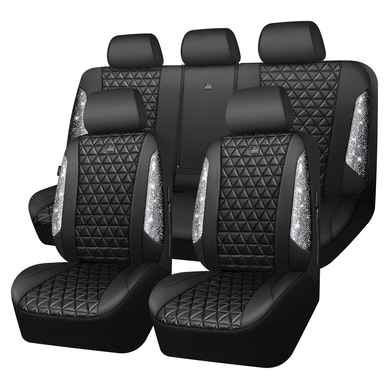 Cubiertas de Asientos de Coche CAR PASS Cuero Diamante Plateado