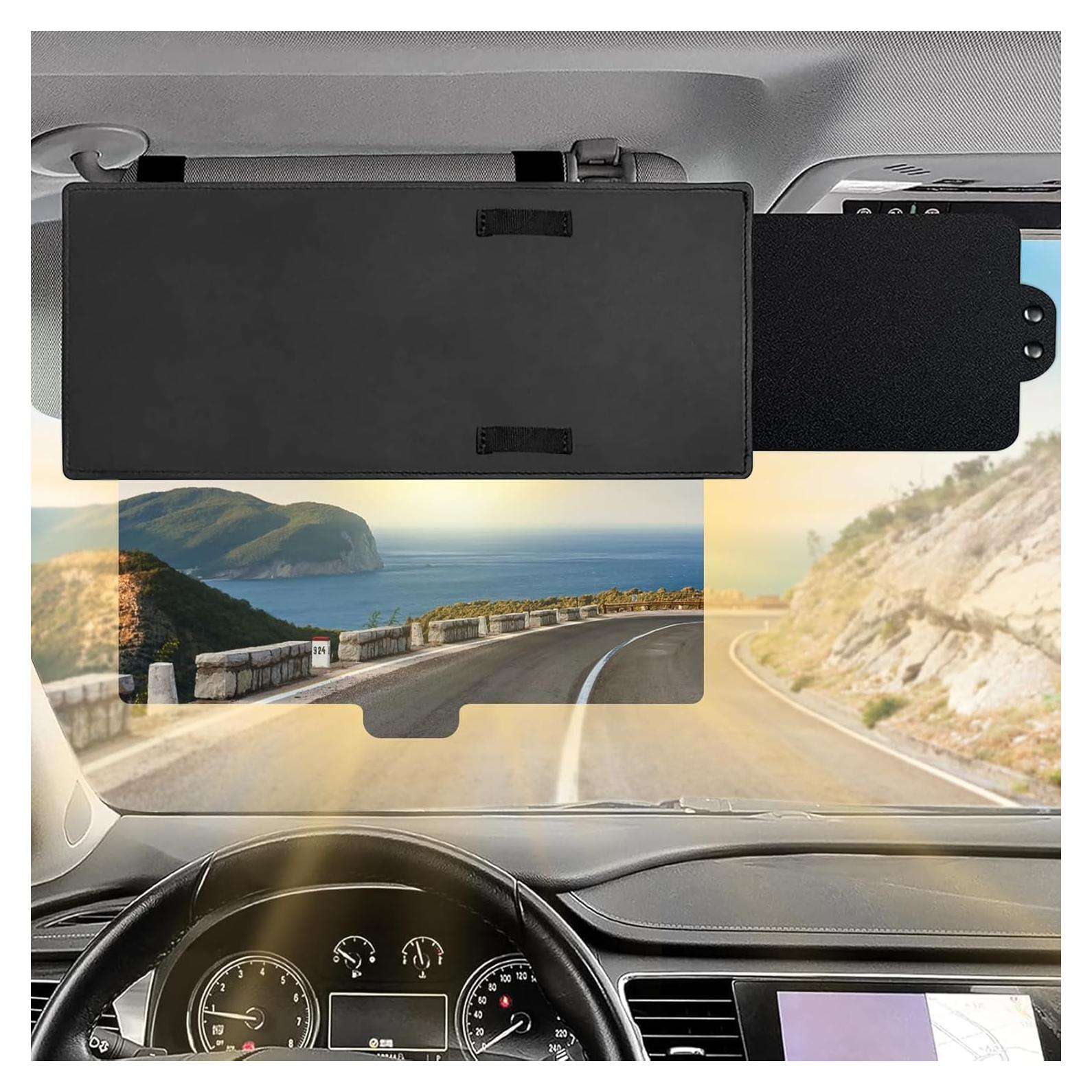 Visera Solar Antirreflejo CHRYMUM Ajustable para Automóvil Negro