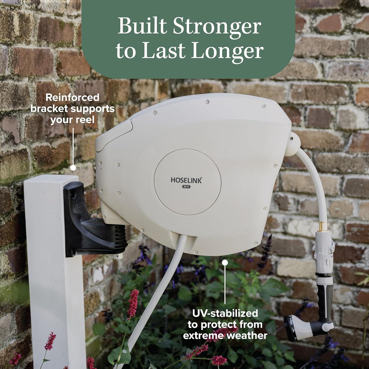 Carrete de Manguera Retráctil HOSELINK 15.24m Beige con Boquilla