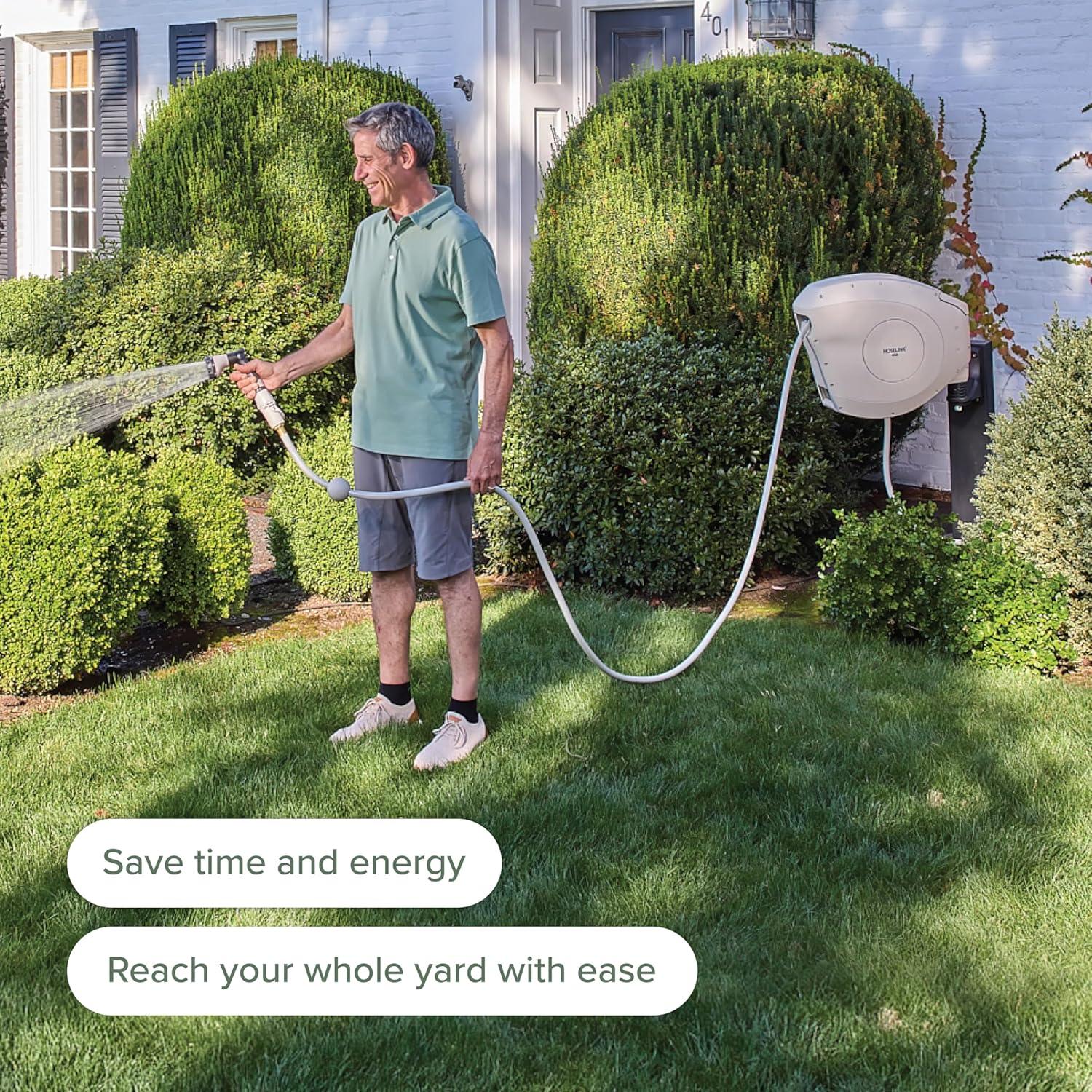 Carrete de Manguera Retráctil HOSELINK 15.24m Beige con Boquilla