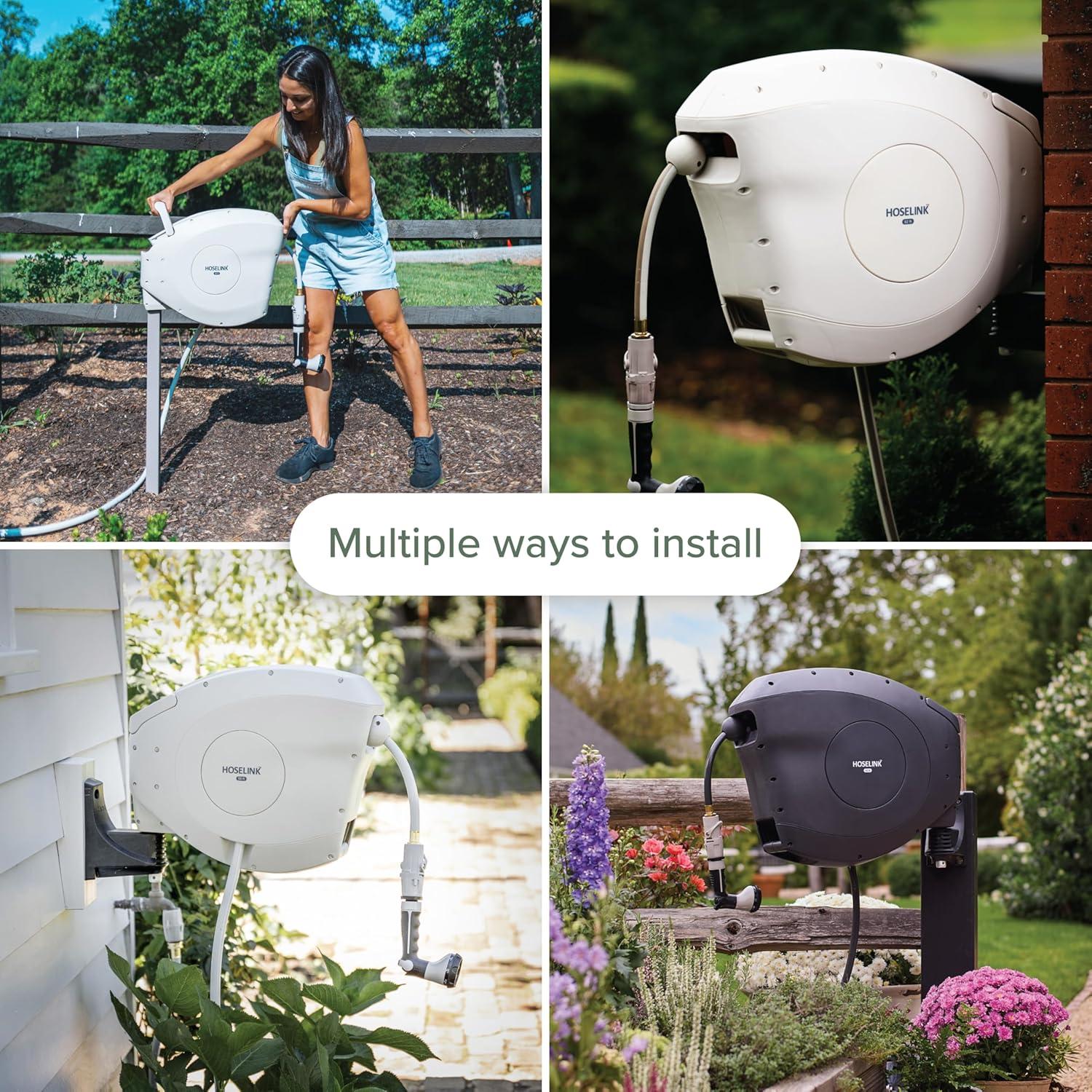 Carrete de Manguera Retráctil HOSELINK 15.24m Beige con Boquilla