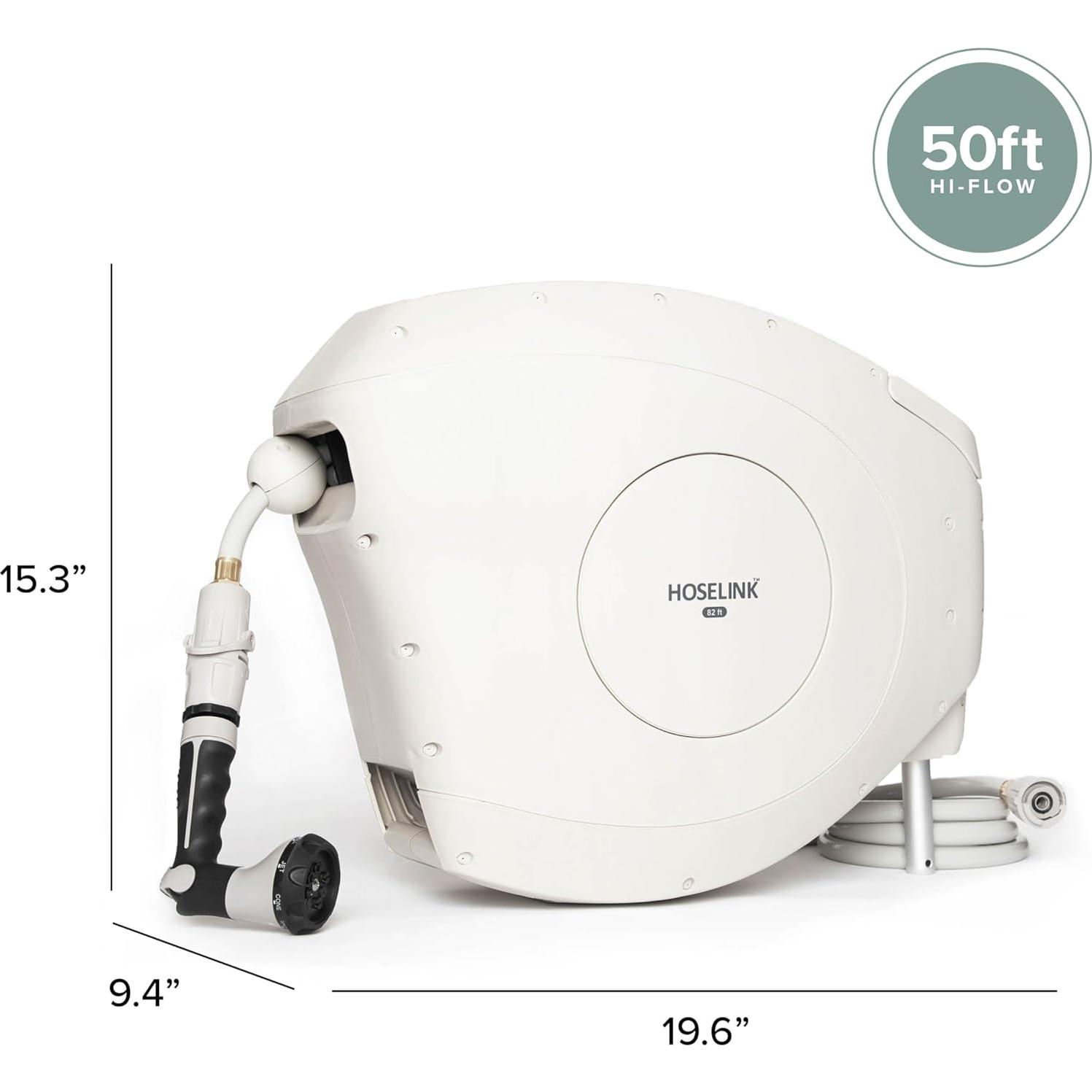 Carrete de Manguera Retráctil HOSELINK 15.24m Beige con Boquilla