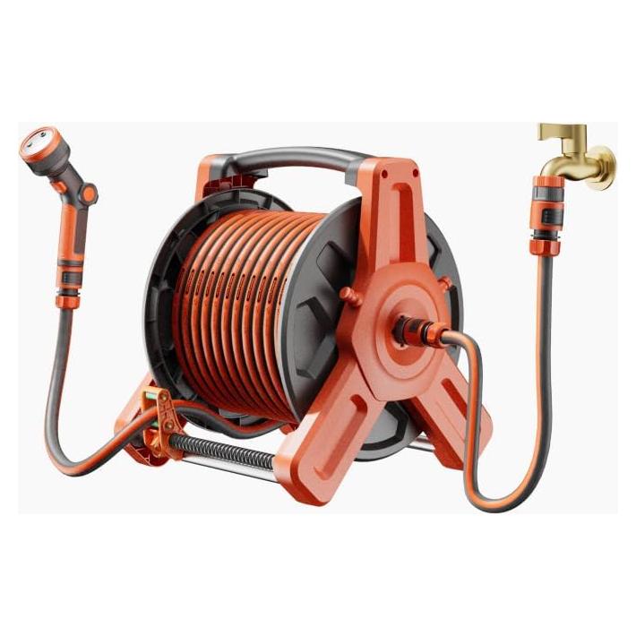 Carrete de Manguera de Jardín Flonexa 30m con Boquilla 2 en 1