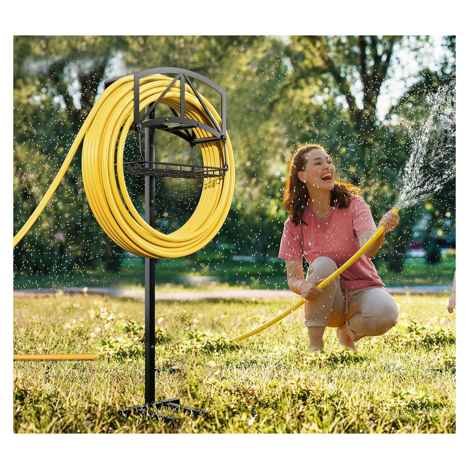 Soporte para Manguera Fire Beauty con Canasta, Acero Inoxidable