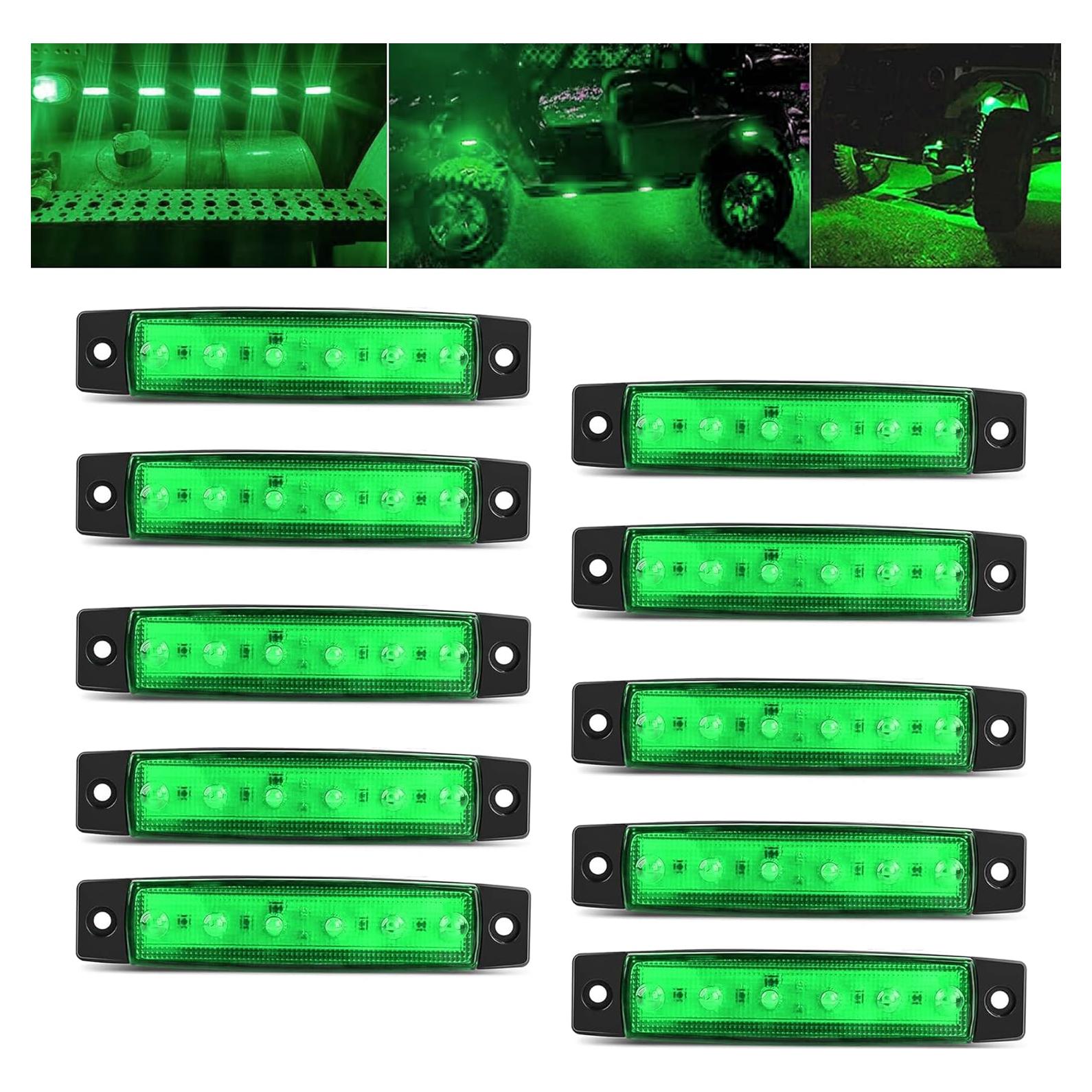 10 Luces de Tira LED Verde FZSSHYG para Vehículos 12V IP67