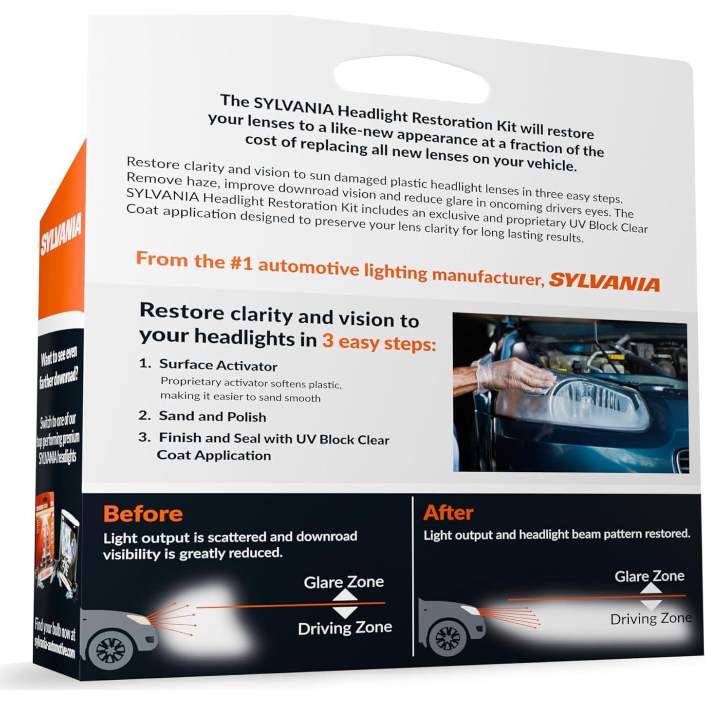 Kit de Restauración de Faros SYLVANIA - Restaura Lentes a Nuevo