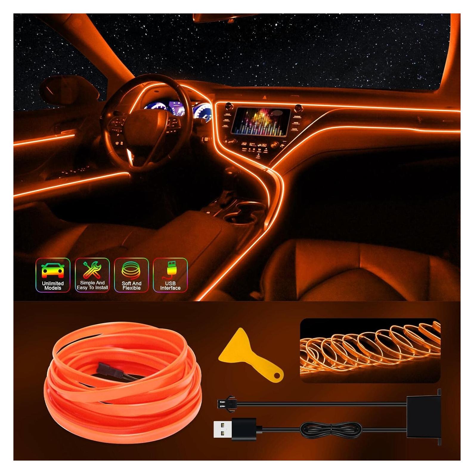 Tira LED Electroluminiscente FICOLPO 3M Naranja para Coche