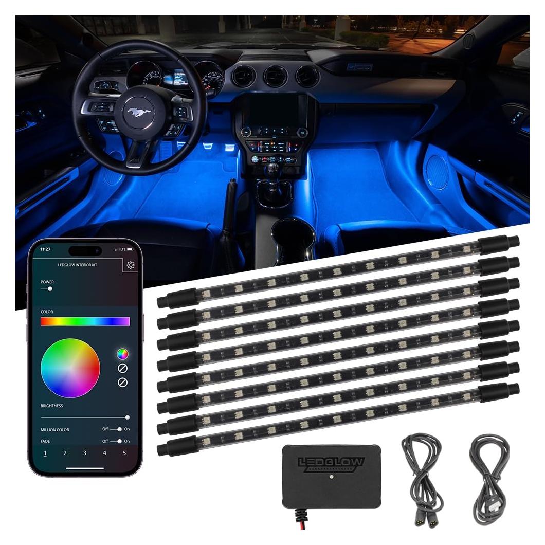 Kit de Iluminación LED Interior Multicolor Bluetooth LEDGlow 8 Piezas