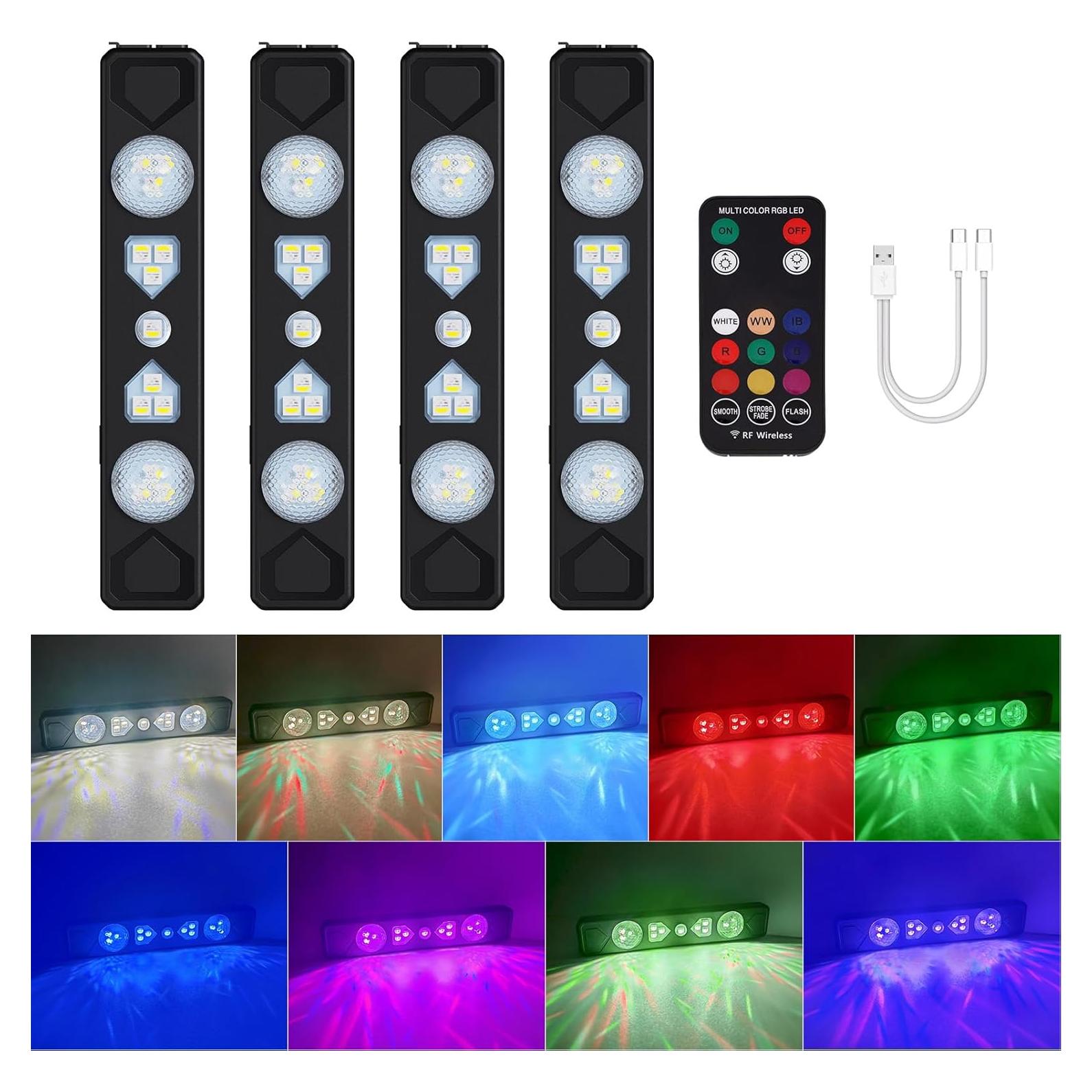 Luces LED de Coche Inalámbricas LECART 4 Pcs RGB Recargables
