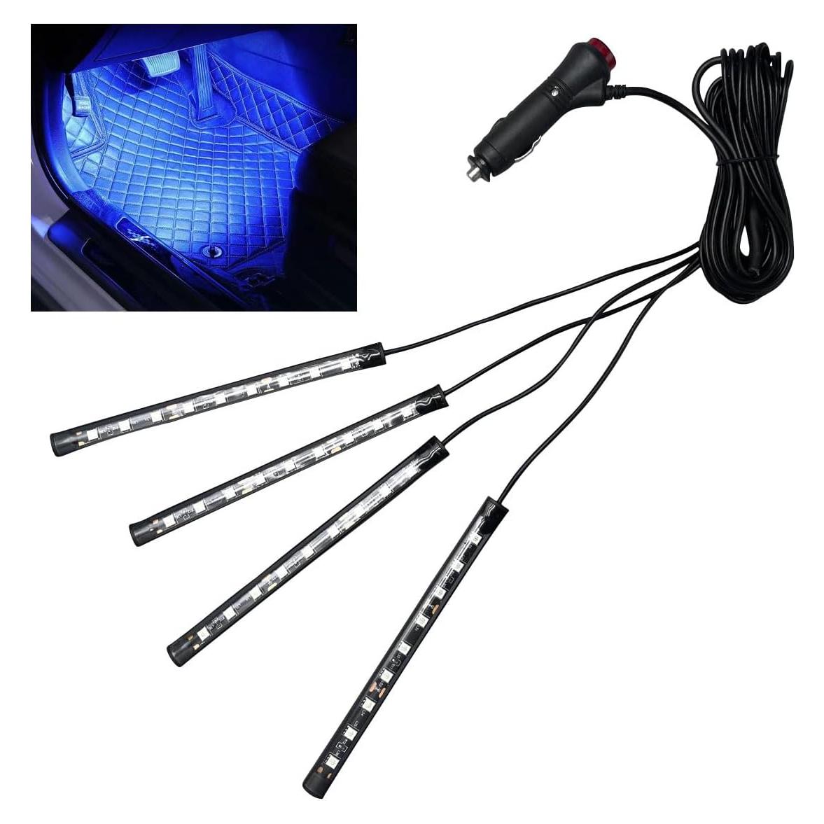 Luz LED Interior de Coche JOYCOURT Azul 12V Tira 4 en 1