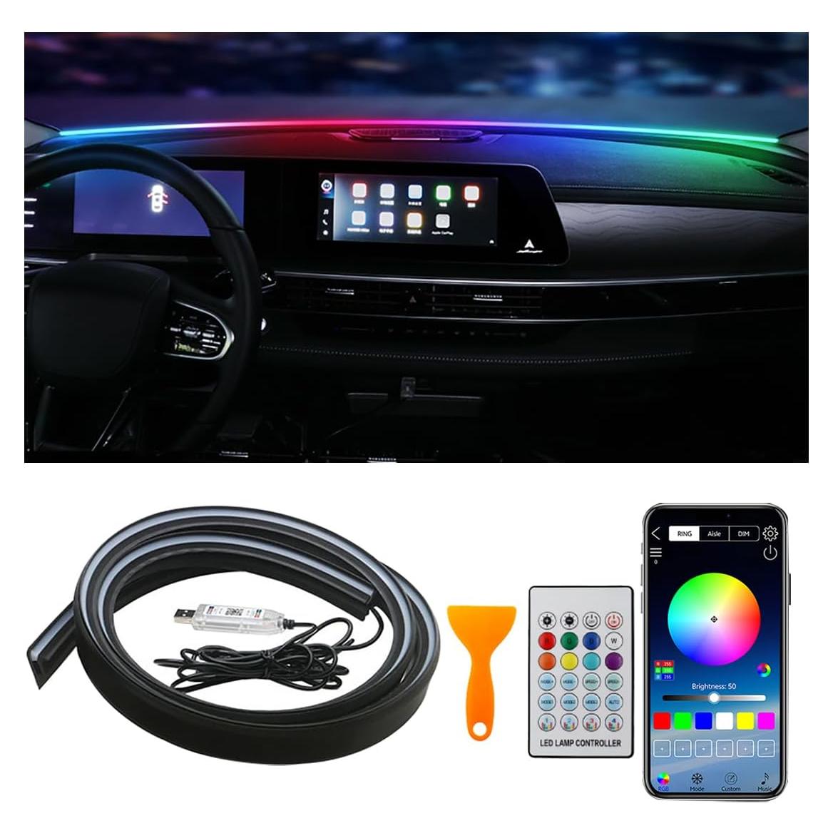 Luces LED de tira para coche JKCUYOO 55" RGB 210 modos APP
