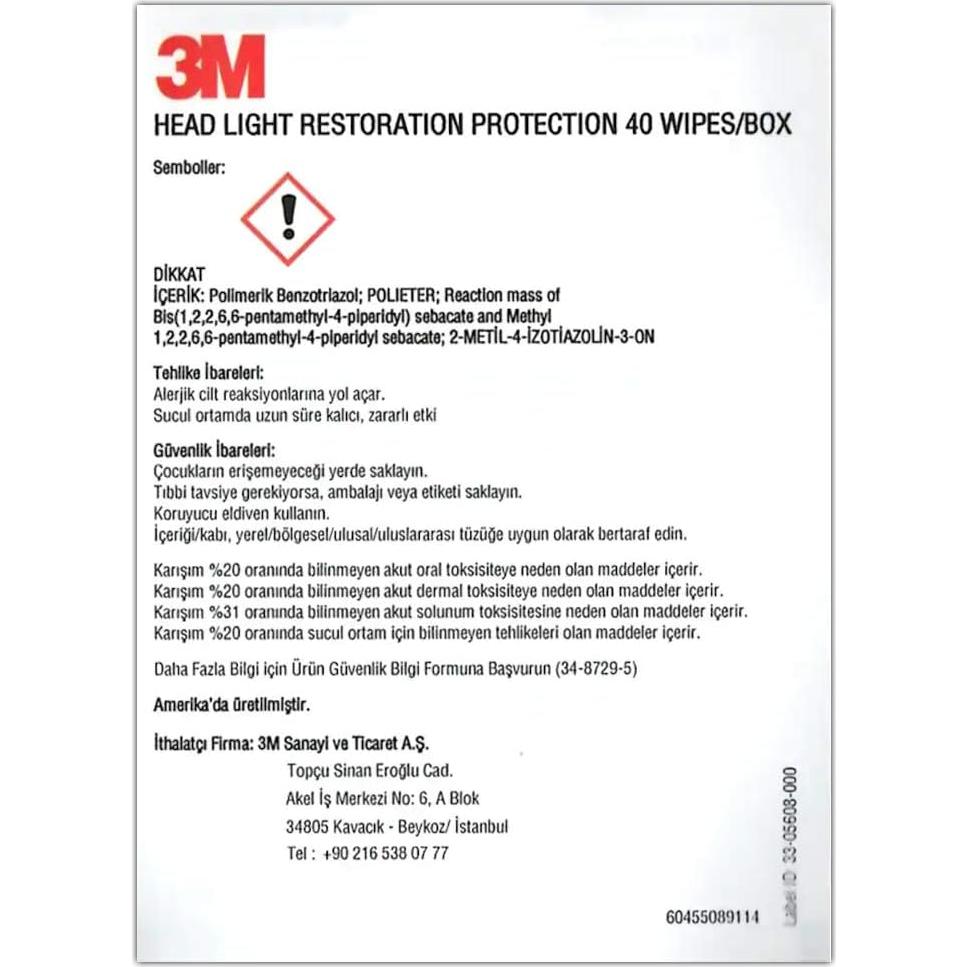 Toallitas Transparentes para Faros 3M 32516 - 40 Unidades