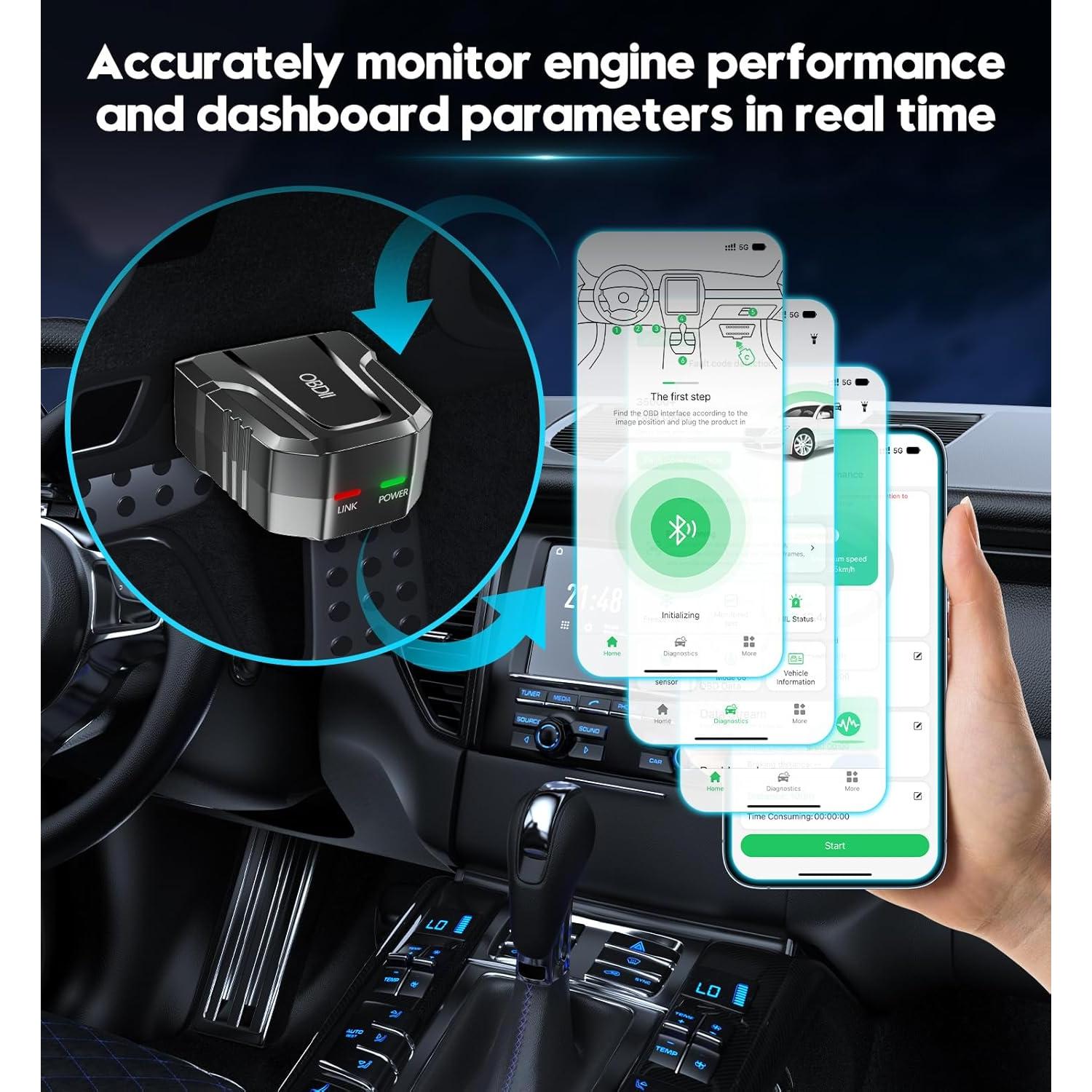 Escáner OBD2 Inalámbrico UMEIJA V011 Bluetooth 5.4 para iOS/Android