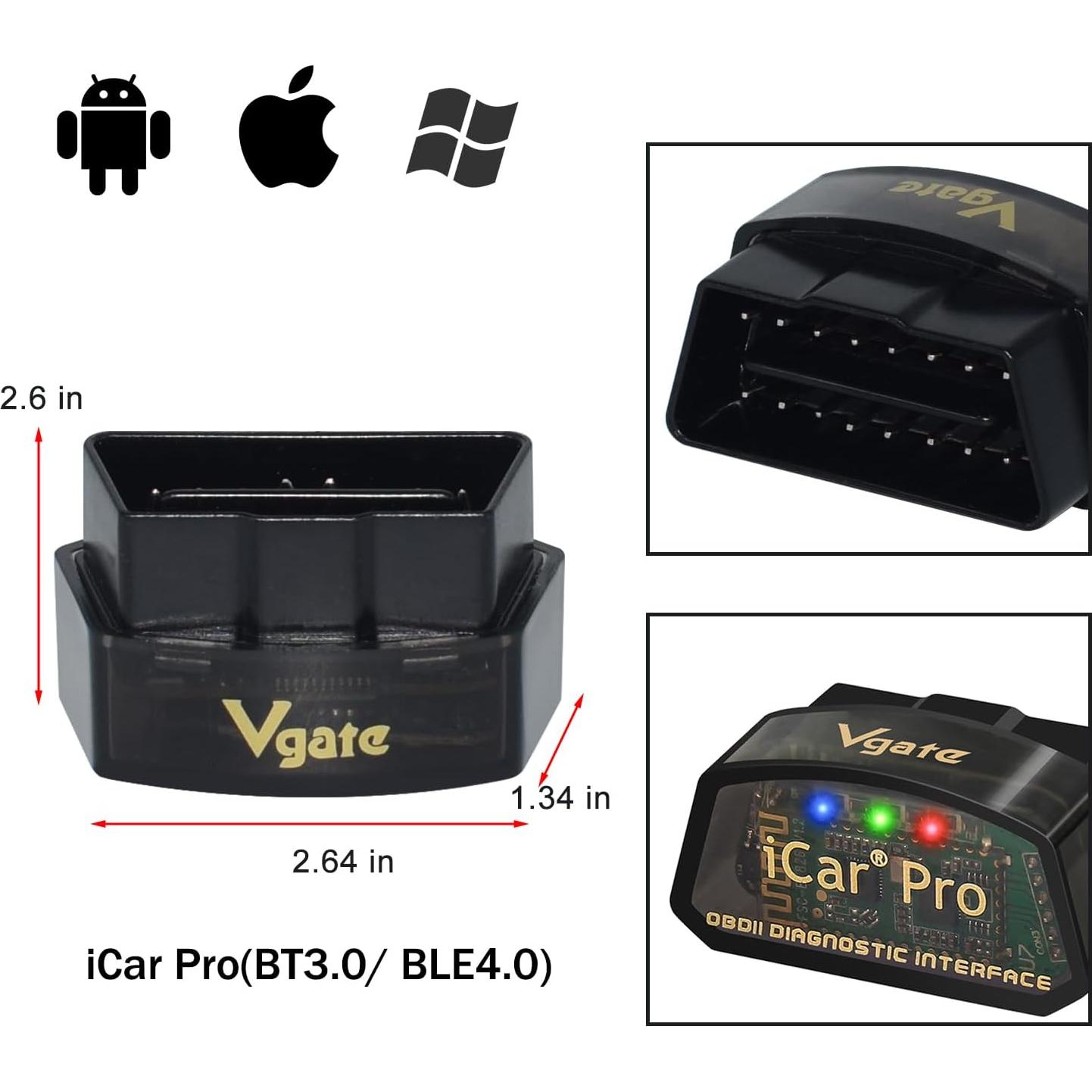 Escáner OBD2 Vgate iCar Pro 4.0 Bluetooth para Android, iOS y Windows