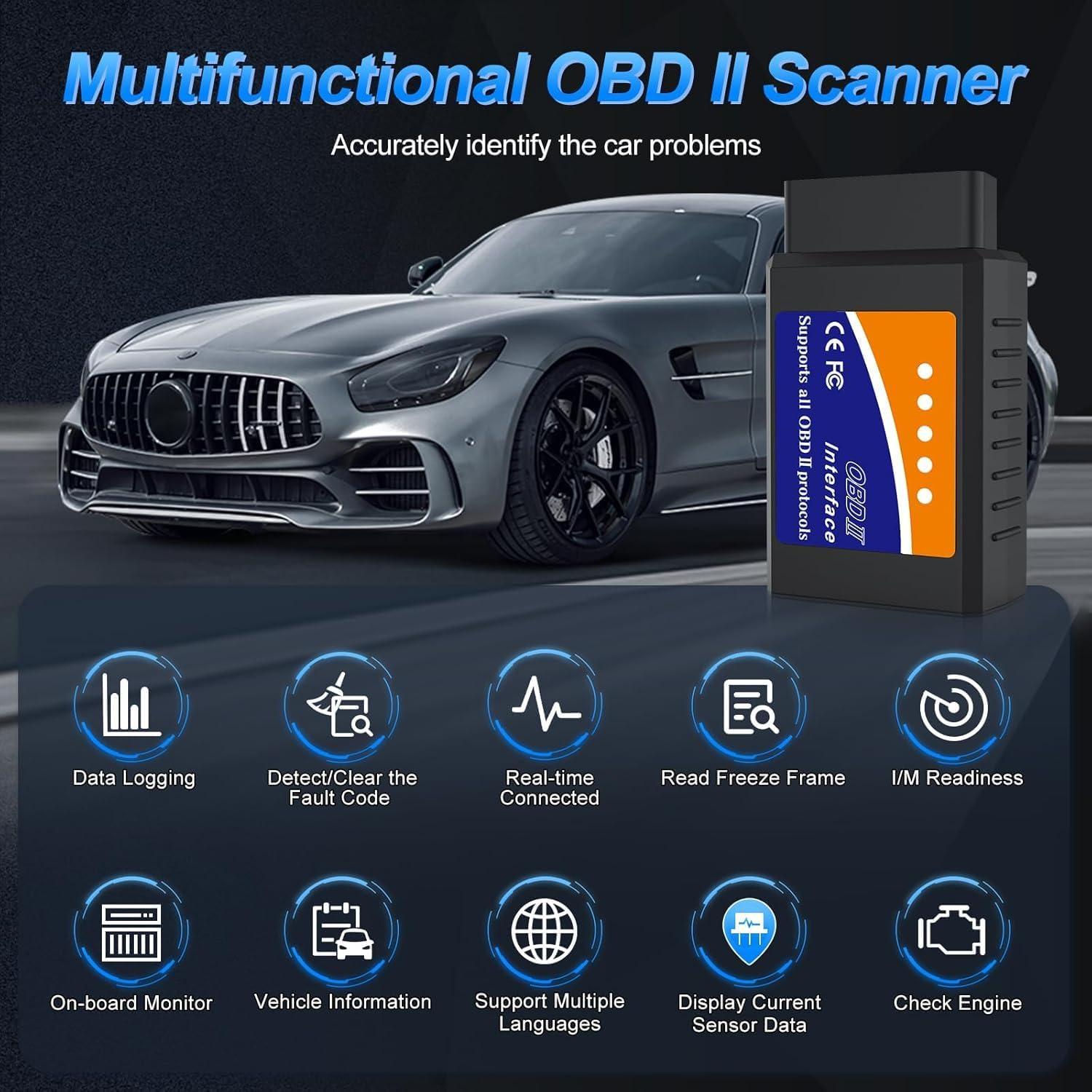 Escáner OBD2 Bluetooth LJPXHHU para iOS y Android