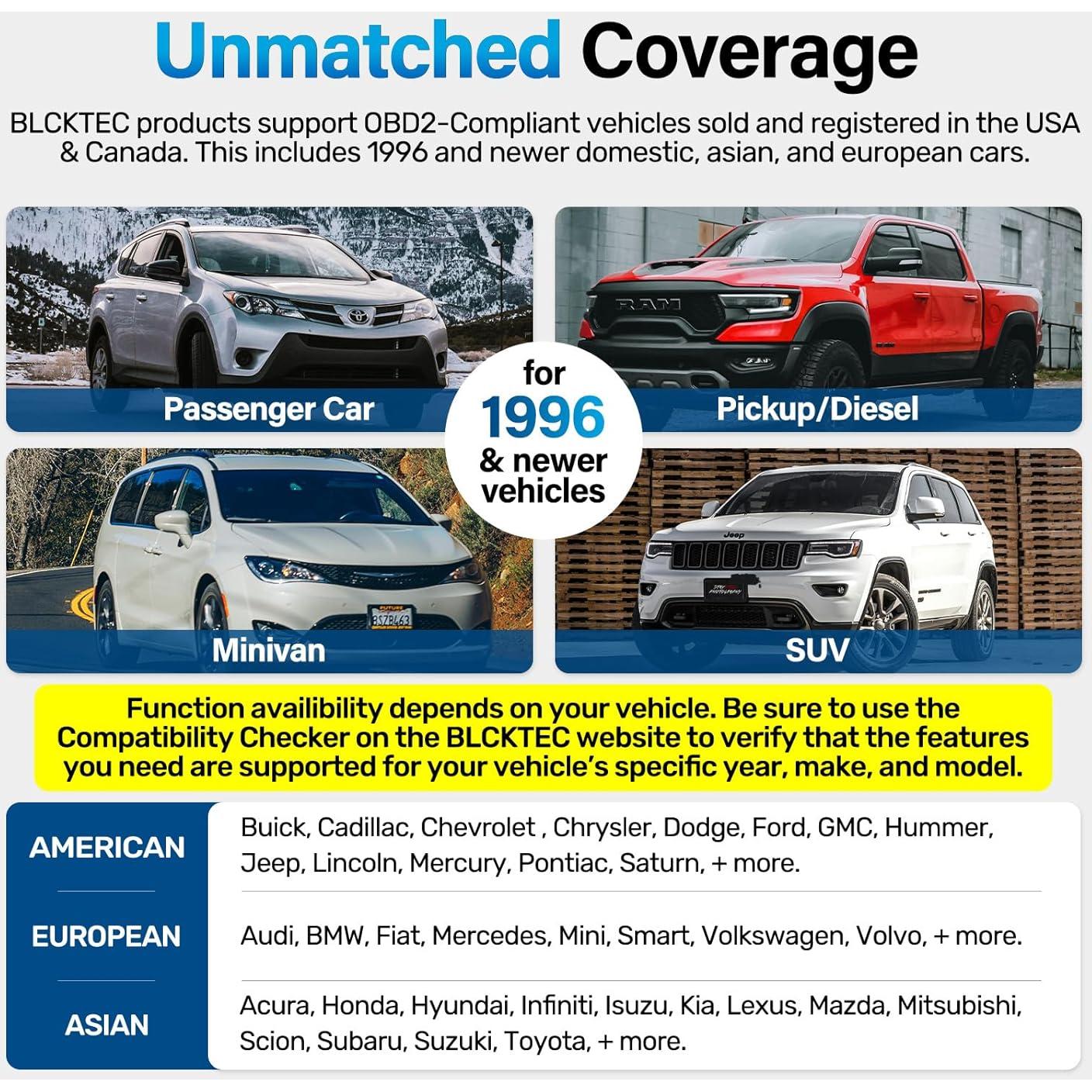 Escáner OBD2 Bluetooth BLCKTEC 430 para iOS y Android