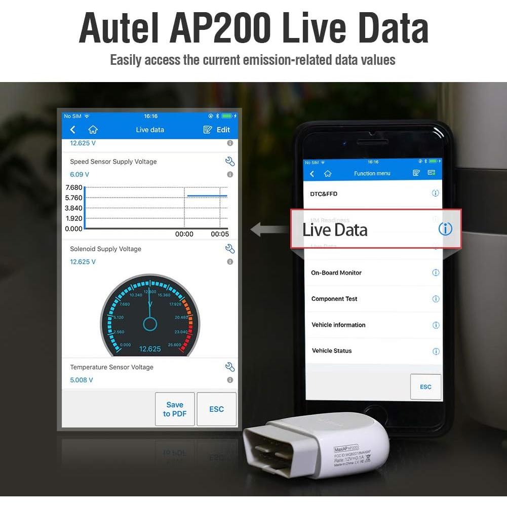 Escáner OBD2 Bluetooth Autel AP200, Lector de Códigos y Diagnóstico
