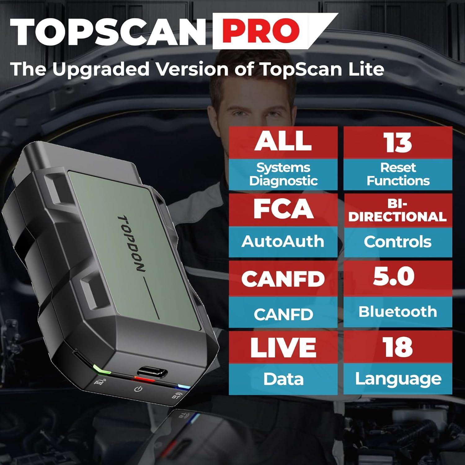 Escáner OBD2 Bluetooth TOPDON TopScan Pro - Diagnóstico Completo