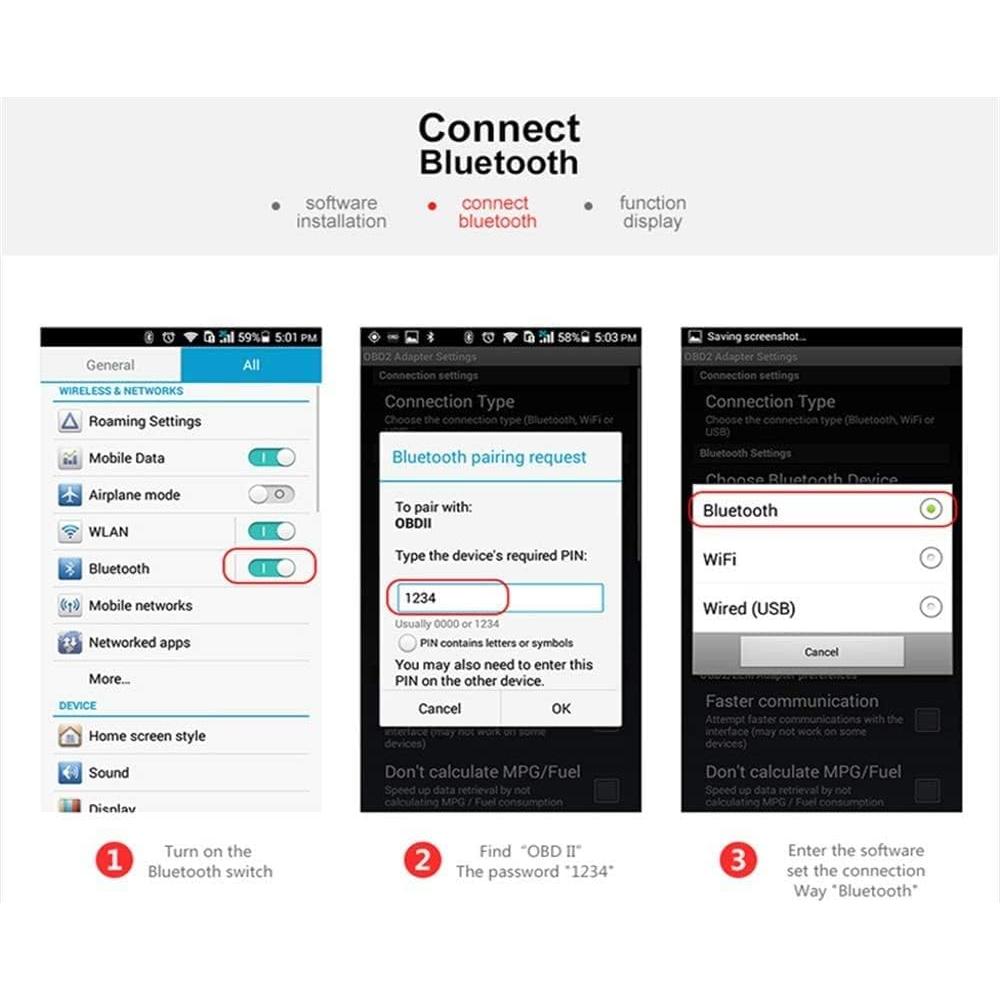 Escáner OBD2 Bluetooth SCCJGL Elm327 V1.5 para Android
