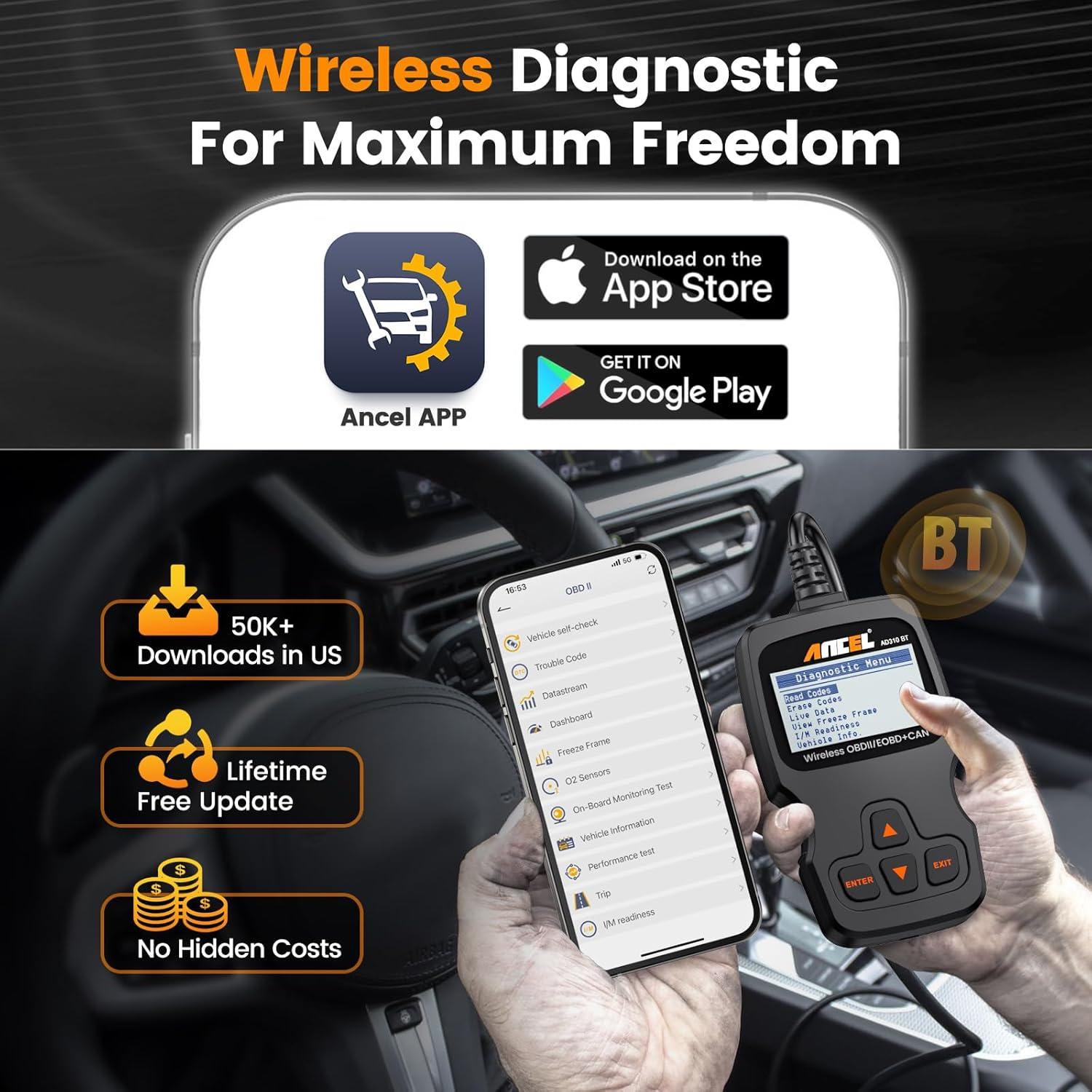 Escáner OBD2 ANCEL AD530 Bluetooth, Lector de Códigos Automotriz