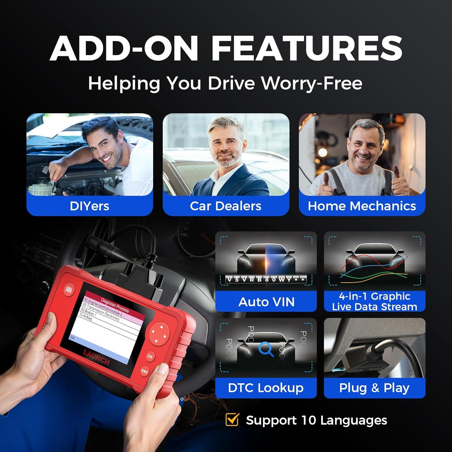 Lector de Códigos Automotriz LAUNCH Creader VII+ OBD2