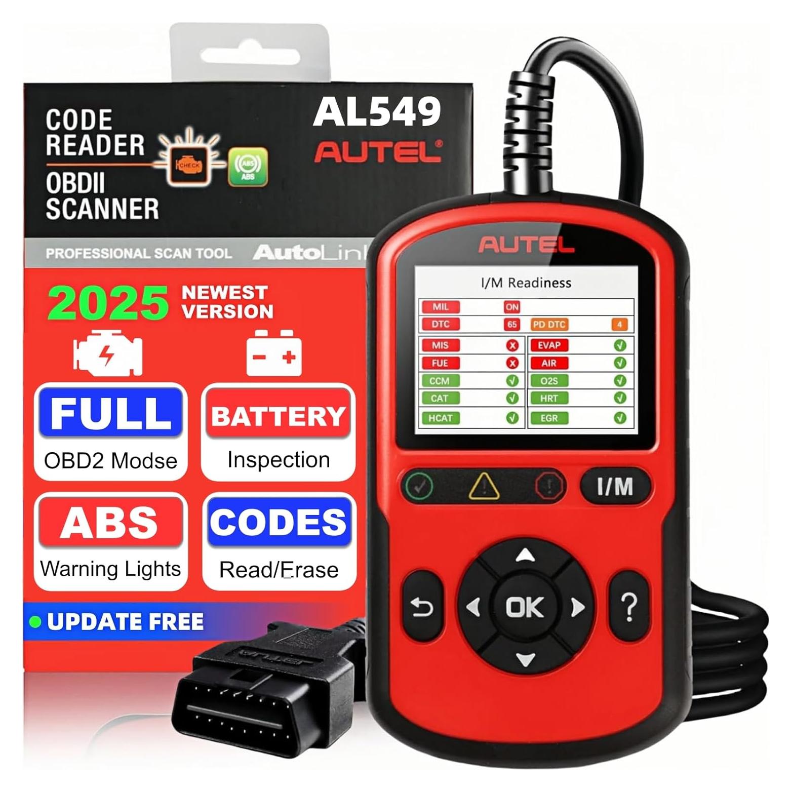 Escáner OBD2 Autel AL549 con Diagnóstico ABS y Prueba de Batería
