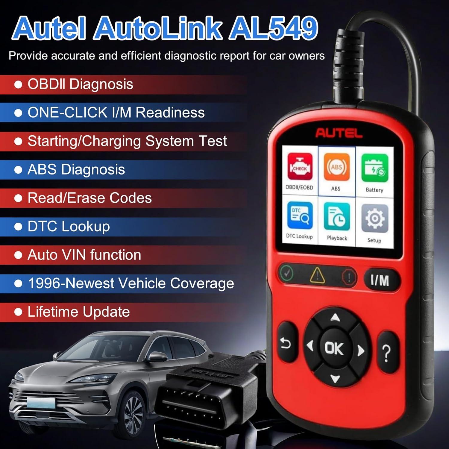 Escáner OBD2 Autel AL549 con Diagnóstico ABS y Prueba de Batería
