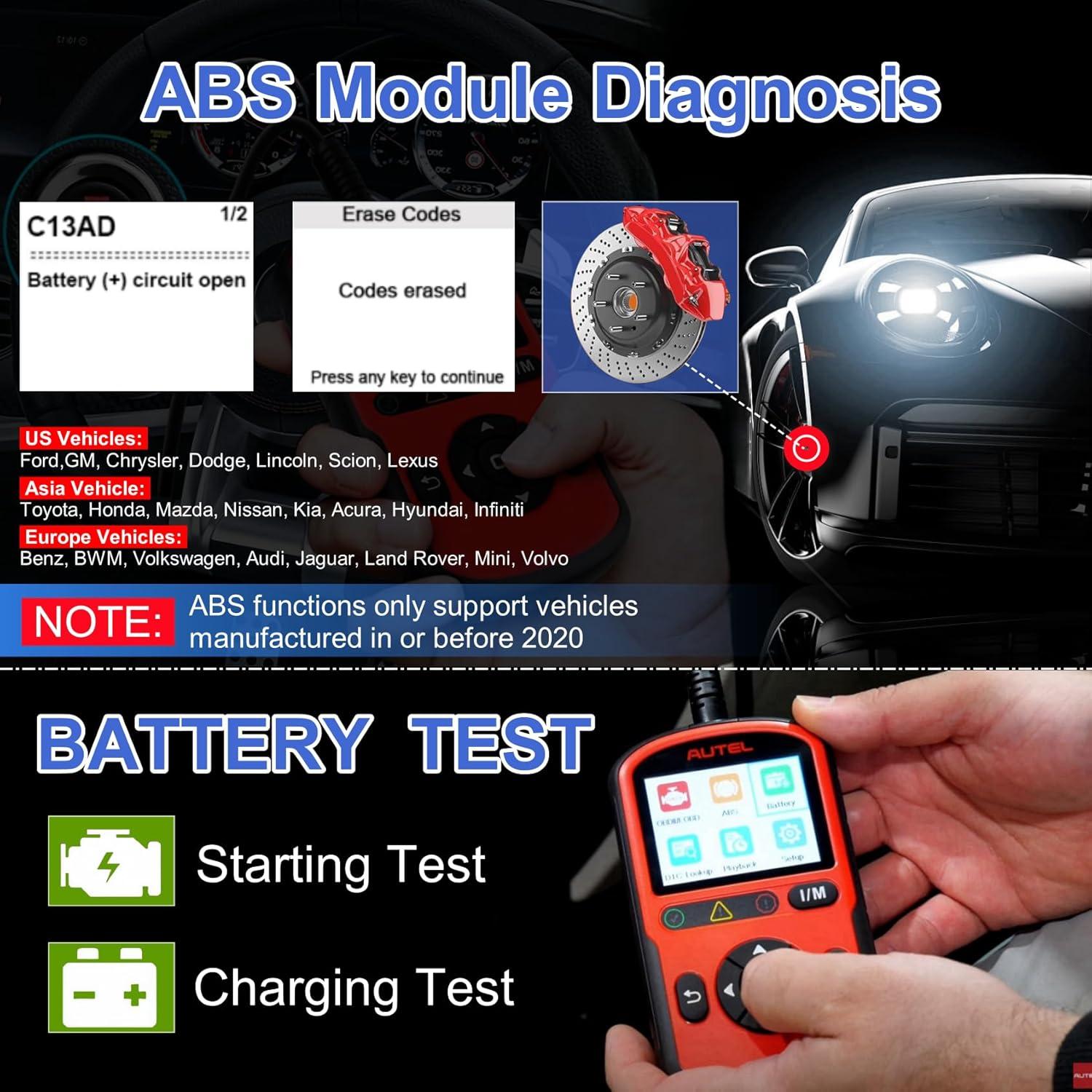 Escáner OBD2 Autel AL549 con Diagnóstico ABS y Prueba de Batería