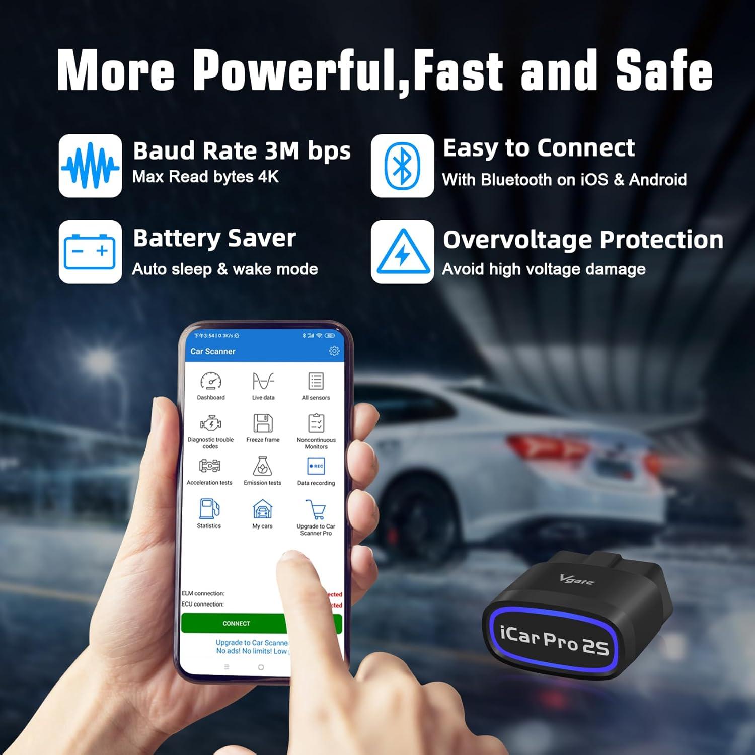 Adaptador OBD2 Bluetooth vLinker iCar Pro 2S para iOS/Android