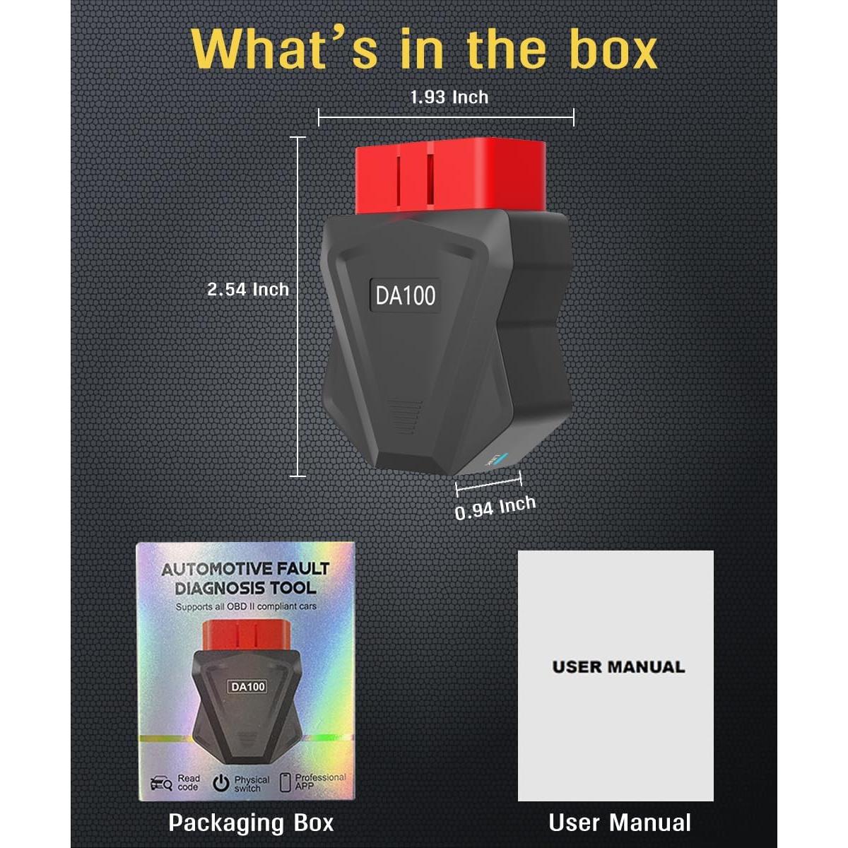 Escáner OBD2 Bluetooth FlyroadUp DA100 para iOS y Android