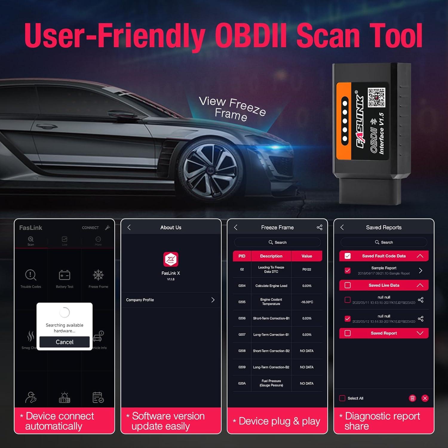 Escáner OBD2 FASLINK X1 Bluetooth para iPhone y Android