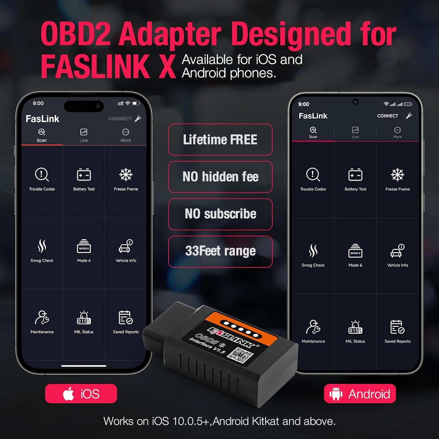 Escáner OBD2 FASLINK X1 Bluetooth para iPhone y Android
