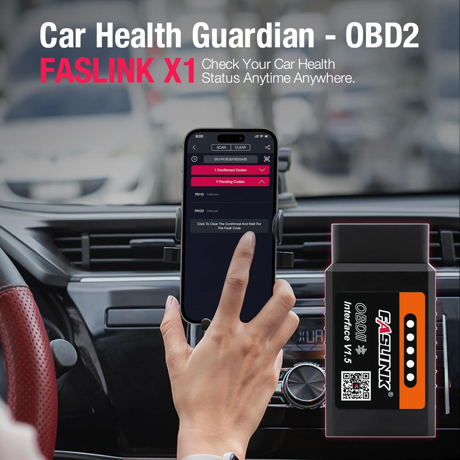 Escáner OBD2 FASLINK X1 Bluetooth para iPhone y Android