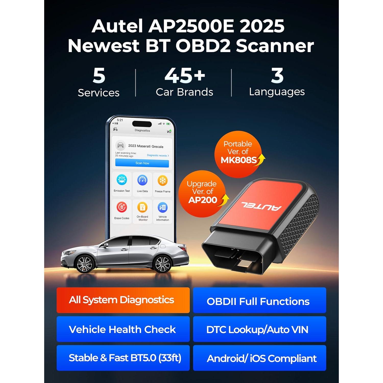 Lector de Códigos OBD2 Autel MaxiAP AP2500E Bluetooth