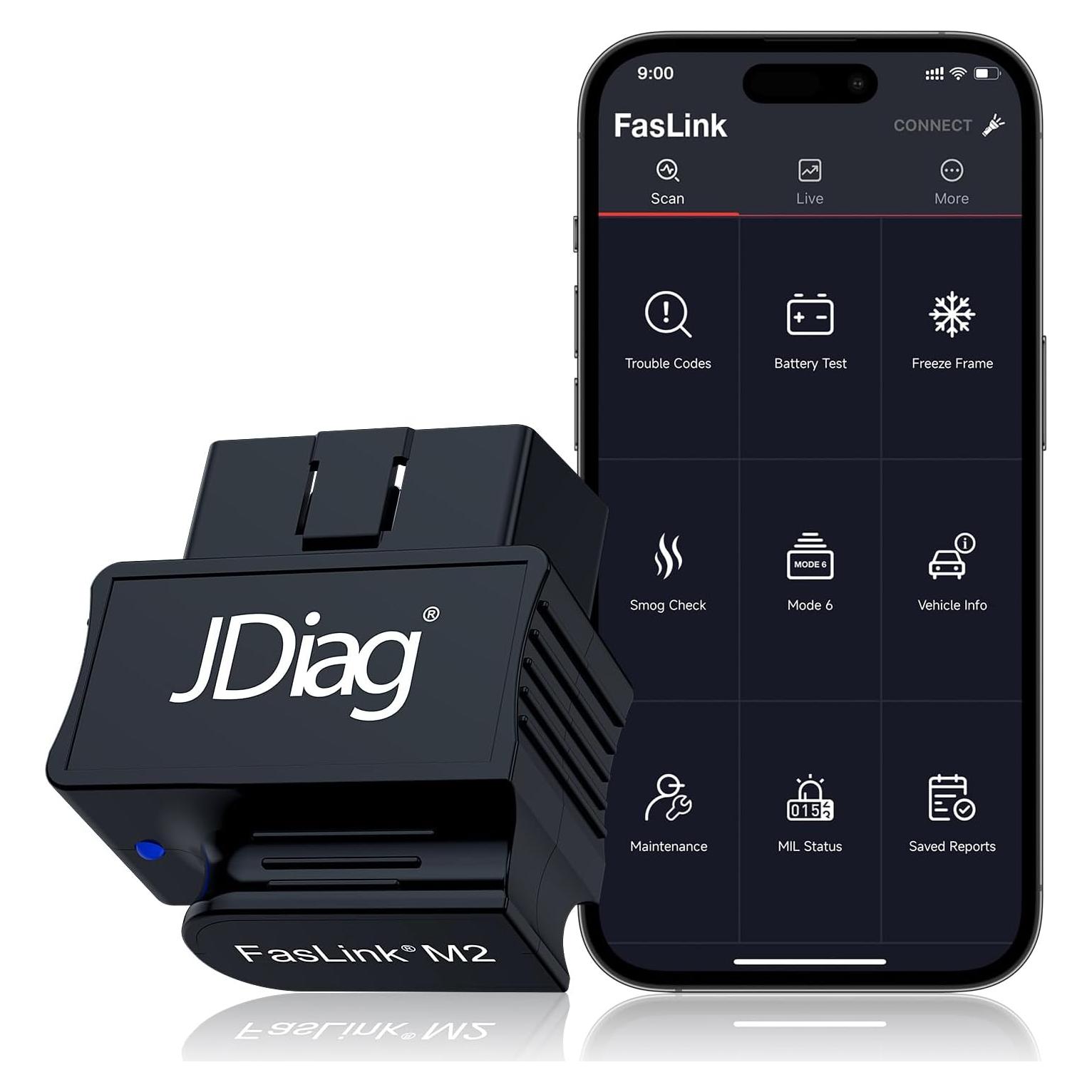 Escáner OBD2 Bluetooth FASLINK M2 para iPhone y Android