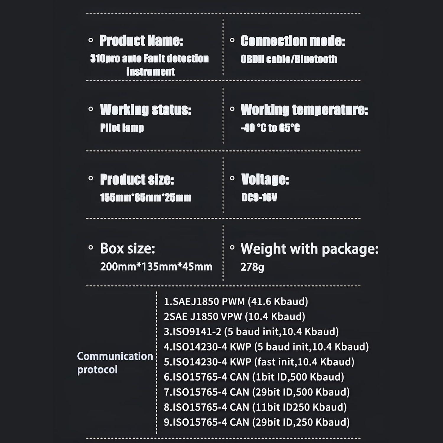 Escáner OBD2 Bluetooth GJYiauo 310Pro para Diagnóstico de Vehículos