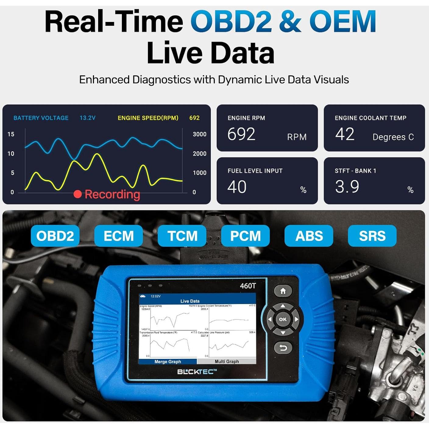 Escáner OBD2 BLCKTEC 460T Diagnóstico Automotriz Completo