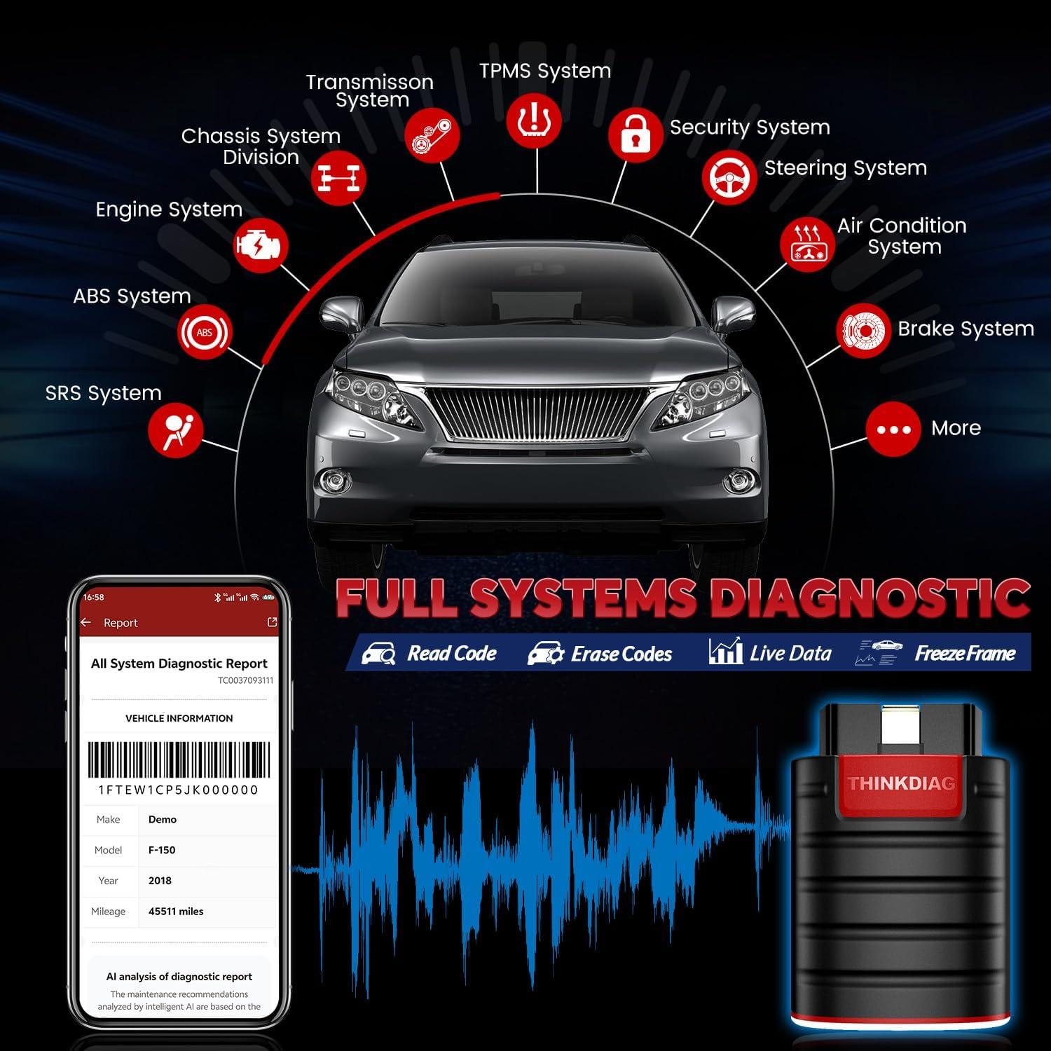 Escáner OBD2 Bluetooth Thinkdiag - Diagnóstico Completo 15+ Funciones