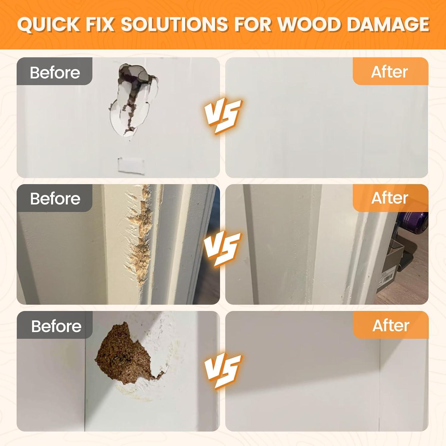 Kit de Reparación de Madera Aididan 16oz Masilla Pintable Blanca