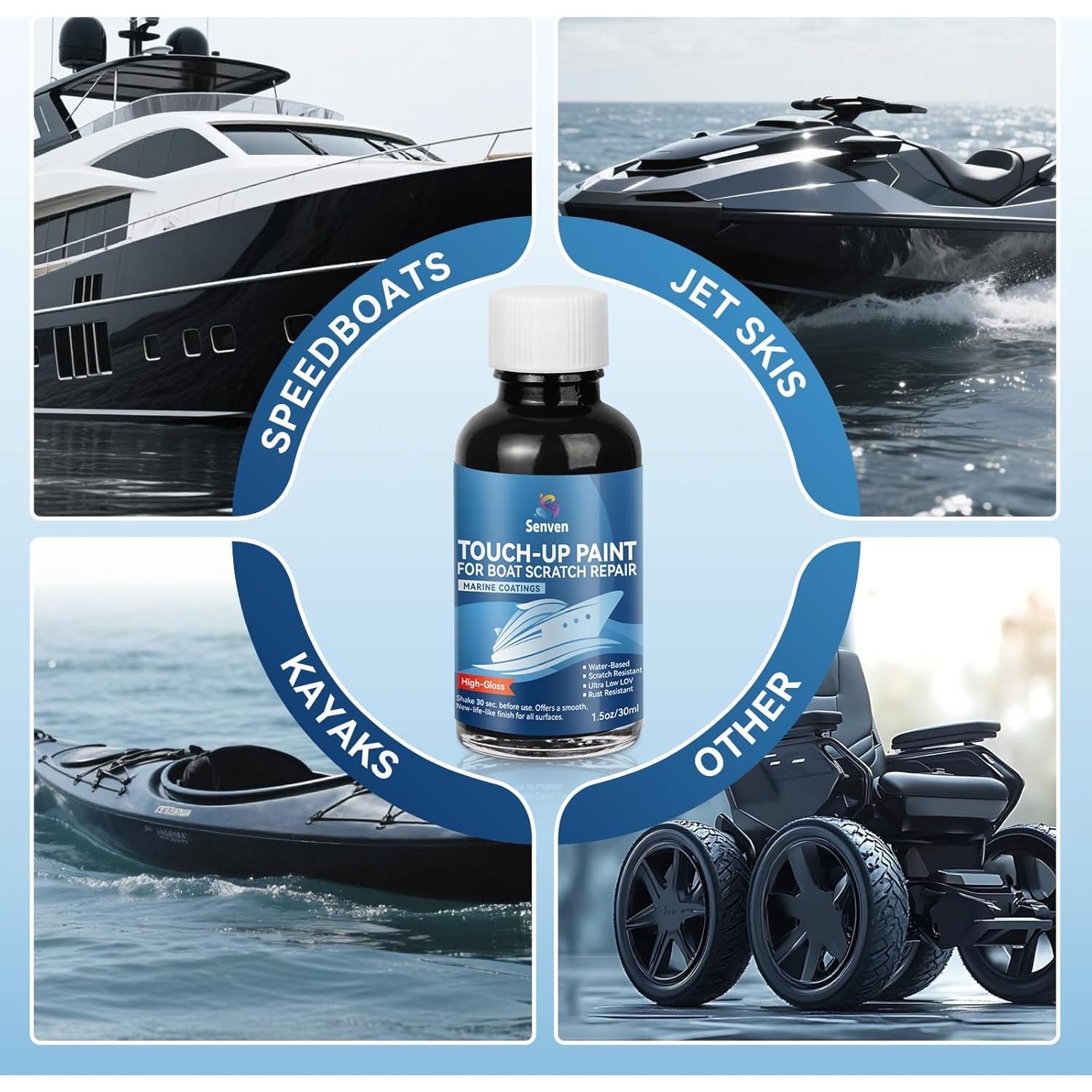 Bolígrafo de Retoque SENVEN 44ml Negro Alto Brillo para Barcos