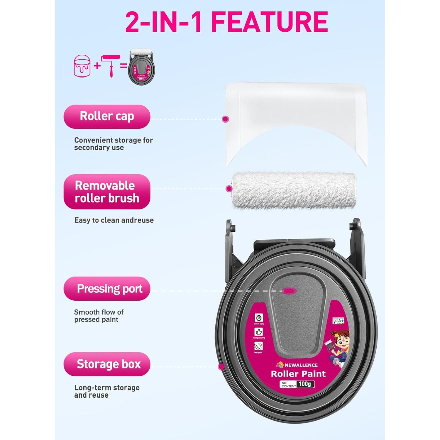 Pintura Blanca para Paredes NEWALLENCE con Rodillo 2-en-1