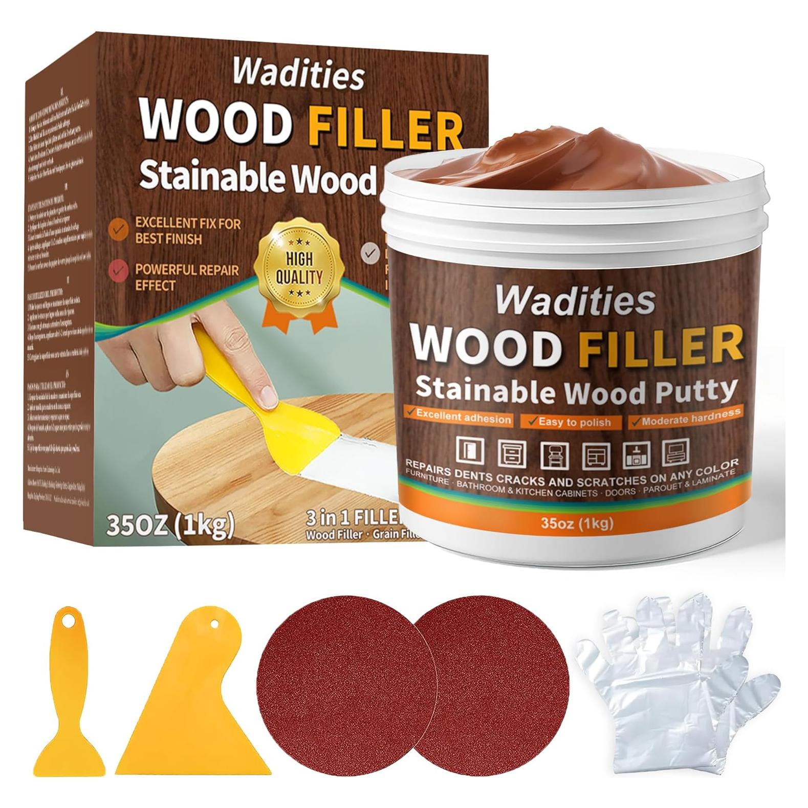 Masilla de Madera 992g Wadities - Relleno Pintable Nogal