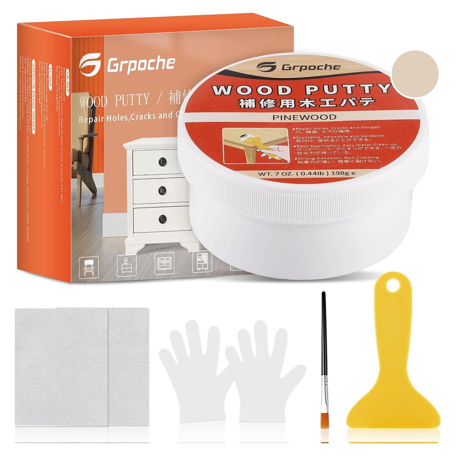 Masilla para Madera Grpoche 200g Pintable y Lijable Color Pino