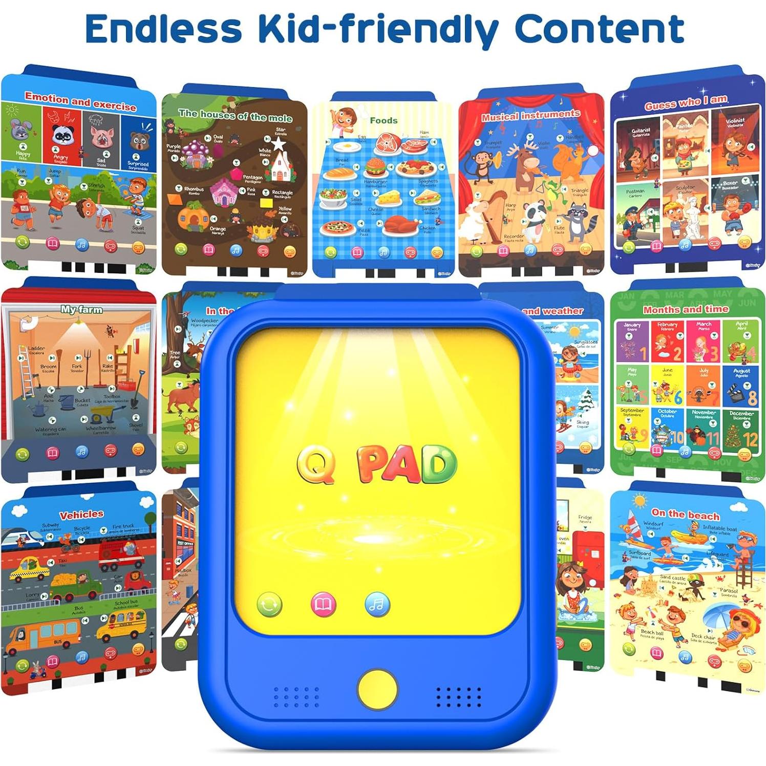 Tableta de Aprendizaje Bilingüe Qiaojoy 20 Páginas 2-12 Años